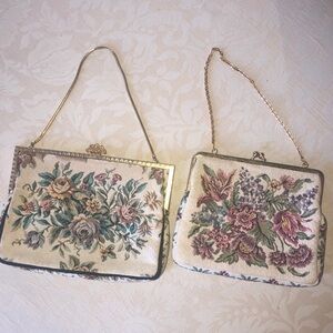 Two Floral Tapestry Handbags